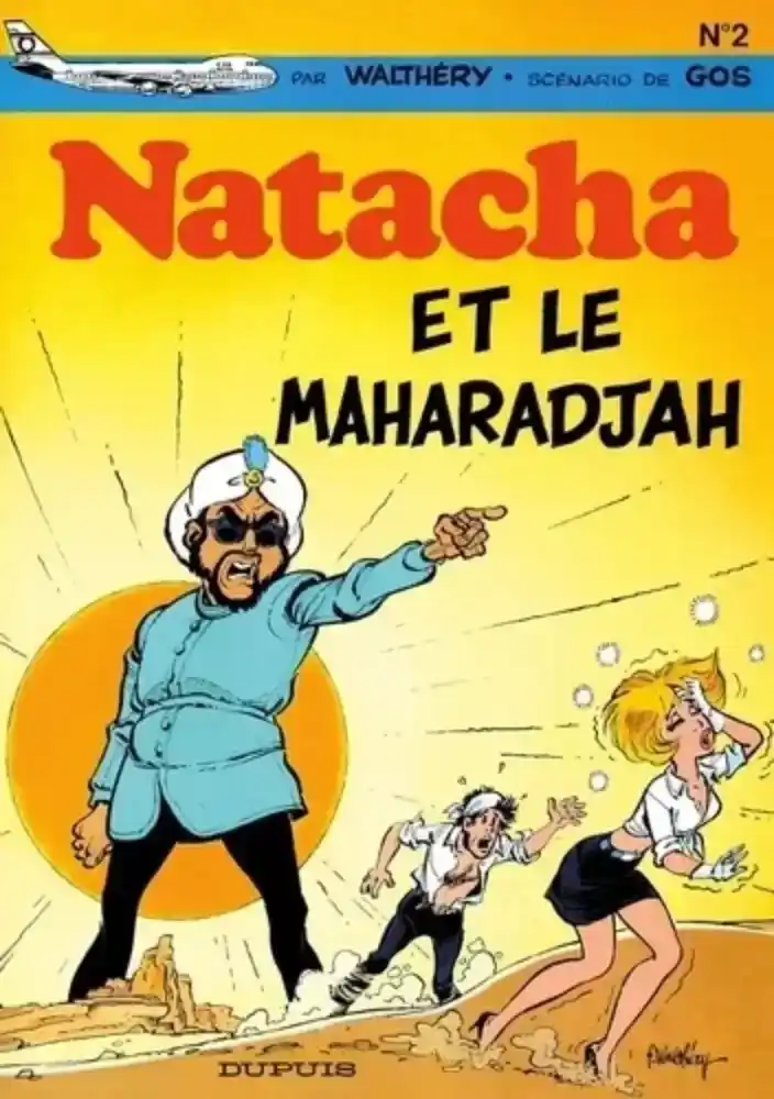 Couverture de Natacha et le Maharadjah avec Natacha agenouillée