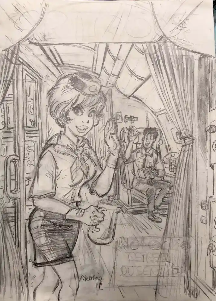 Recherche de couverture au crayon pour Natacha, Chanson d’avril