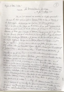 Manuscrit La Mémoire de métal, première page